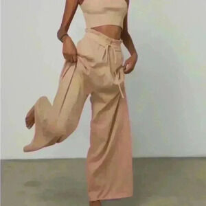 New Lunya Cozy Cotton Silk Relaxed Ankle Pant Lounge/Meditative Otium Tan M